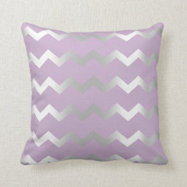 Chevron Silver Grått Grått Rand Linjer Lavender Kudde