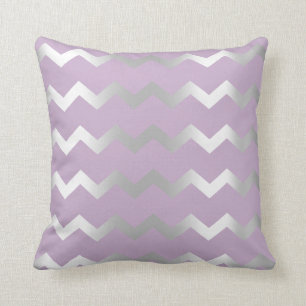 Chevron Silver Grått Grått Rand Linjer Lavender Kudde