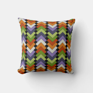 Chevron Squares in Folk Art Färg Kudde