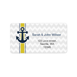 chevron stripes, anchor, nautical address labels adressetikett