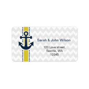 chevron stripes, anchor, nautical address labels adressetikett