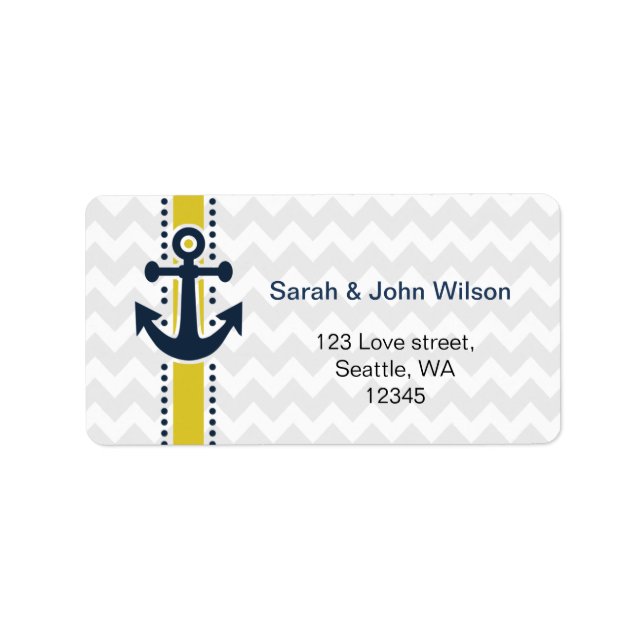 chevron stripes, anchor, nautical address labels adressetikett (Framsidan)