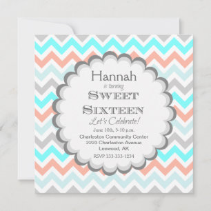Chevron Sweet sixteen Birthday-inbjudan Inbjudningar