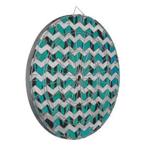 Chevron Tiger Black and Teal Print Darttavla