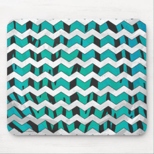 Chevron Tiger Black and Teal Print Musmatta