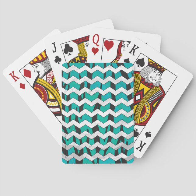 Chevron Tiger Black and Teal Print Spel Kort (Baksidan)
