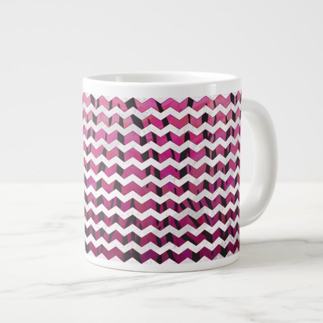 Chevron Tiger-Shock rosa och svart utskrift Jumbo Mugg (Framsida höger)