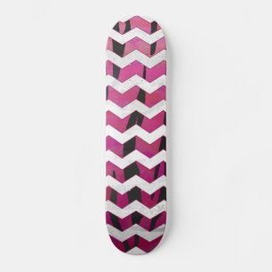 Chevron Tiger-Shock rosa och svart utskrift Old School Skateboard Bräda 21,6 Cm