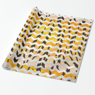 Chevron Tiger Svart och Orange Tryck Presentpapper