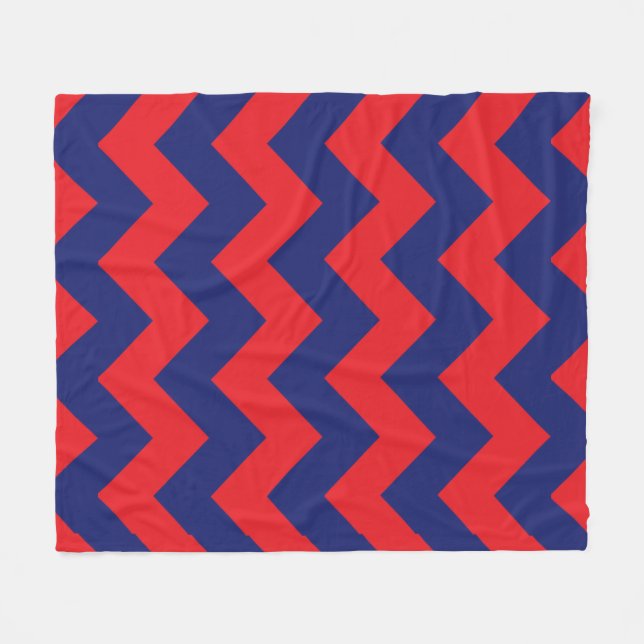 Chevron | Tunga blå och röd | Valfri typ/Storlek | Fleecefilt (Framsidan (Horisontell))