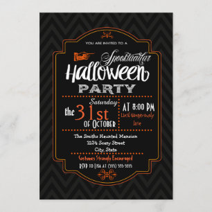 Chevron & Typography Halloween-inbjudan Inbjudningar