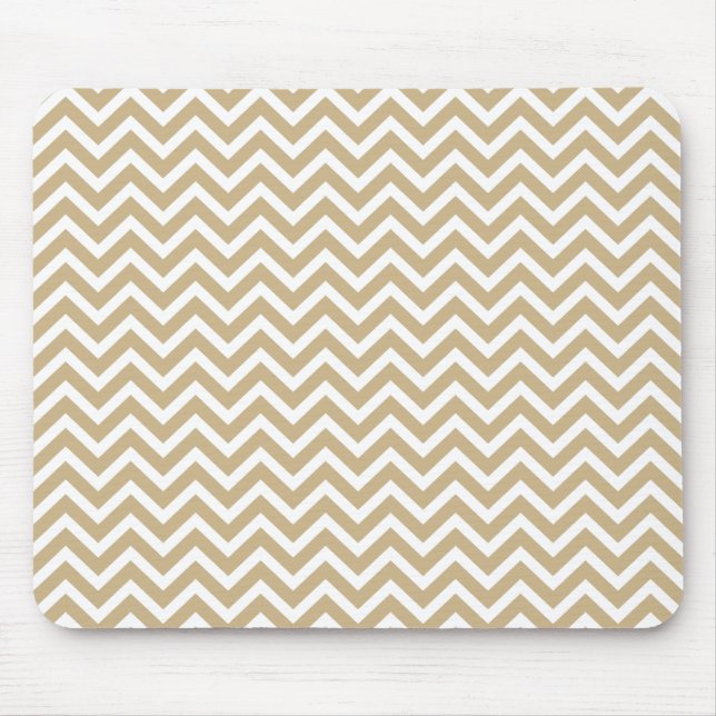 Chevron Vågigt Rand i jul Guld & White Musmatta (Framsidan)