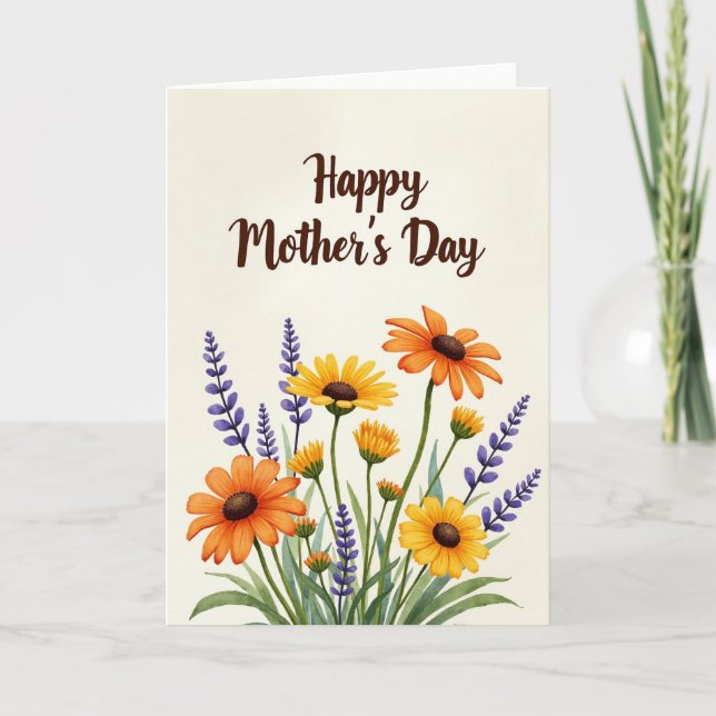 Chevron Watercolor Bouquet Kort (Framsida)