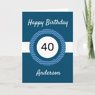 Chevron White och Blue 40:e födelsedagen Kort