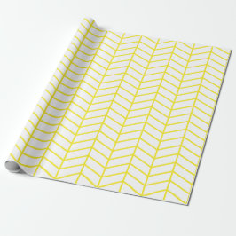 Chevron Wrapping Papper - Gult om vit |XL| Presentpapper