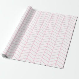 Chevron Wrapping Papper - Ljus rosa på White |XL| Presentpapper
