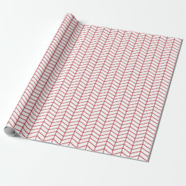 Chevron Wrapping Papper - Mörk Red on White Presentpapper