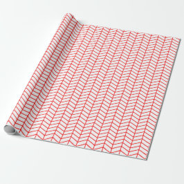 Chevron Wrapping Papper - Red on White Presentpapper