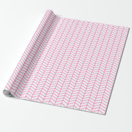 Chevron Wrapping Papper - Rosa på White Presentpapper