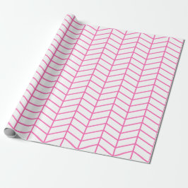 Chevron Wrapping Papper - Rosa på White |XL| Presentpapper