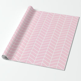 Chevron Wrapping Papper - Vit på Ljus rosa |XL| Presentpapper