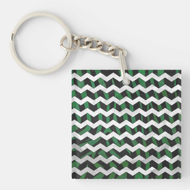 Chevron Zebra Black and Grönt Print (Framsidan)