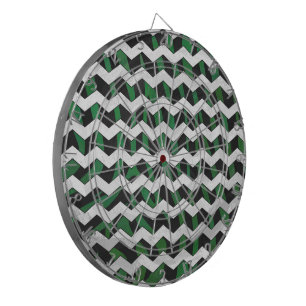 Chevron Zebra Black and Grönt Print Darttavla