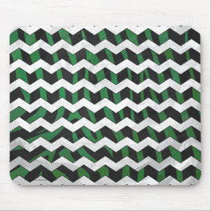 Chevron Zebra Black and Grönt Print Musmatta