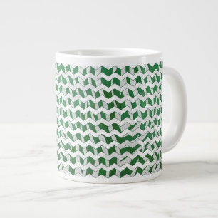 Chevron Zebra-Grönt och vit utskrift Jumbo Mugg