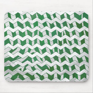 Chevron Zebra-Grönt och vit utskrift Musmatta