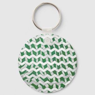 Chevron Zebra-Grönt och vit utskrift Nyckelring