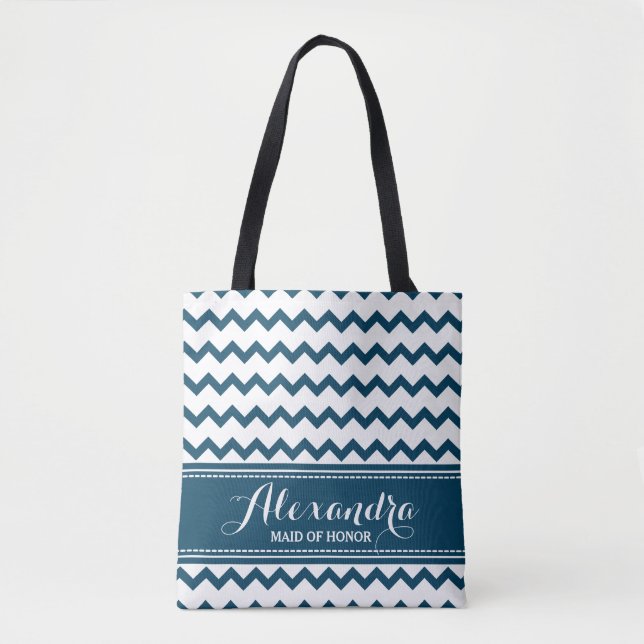 Chevron Zig Zag Bröllopsfest Tote (flottan) Tygkasse (Framsida)