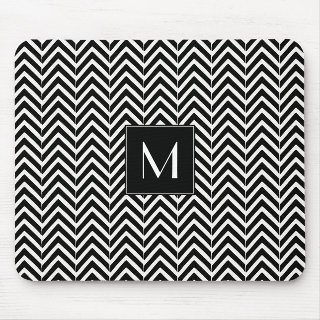 Chevron Zig Zag Mönster monogram Musmatta (Framsidan)