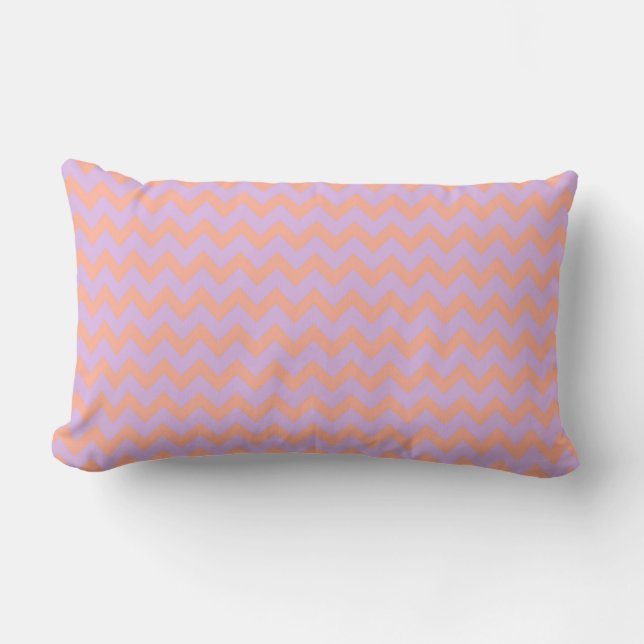 Chevron Zig Zag Mönster Pastel Lilac Peach Preppy Lumbarkudde (Framsida)