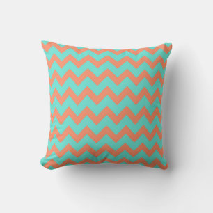 Chevron Zig Zag Pastel Mint Peach 90s Preppy Kudde