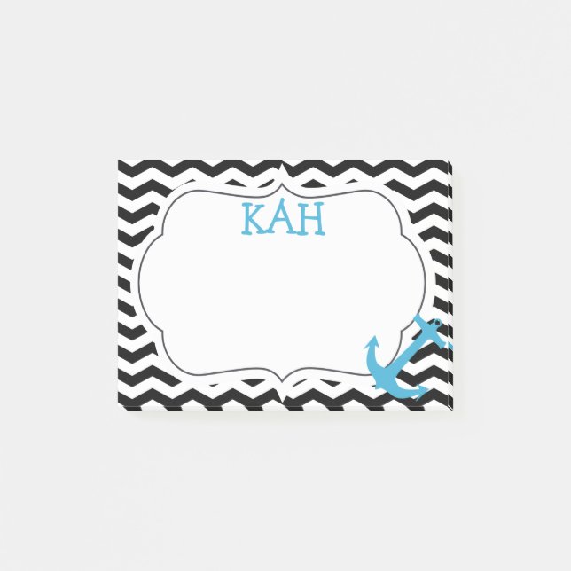 Chevron Zigzag Anchor Monogram Post-it Notes (Framsida)