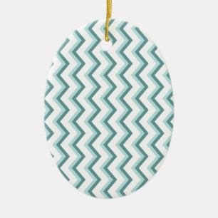 Chevron ZigZag Mönster i Mint Grönt Julgransprydnad Keramik