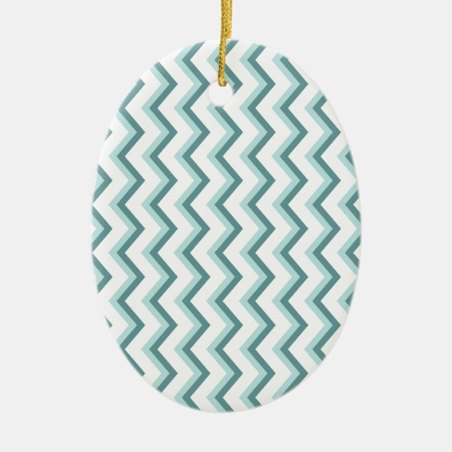 Chevron ZigZag Mönster i Mint Grönt Julgransprydnad Keramik (Framsidan)