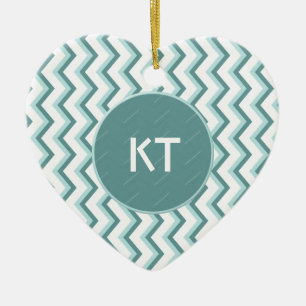 Chevron ZigZag Mönster i Mint Grönt Julgransprydnad Keramik