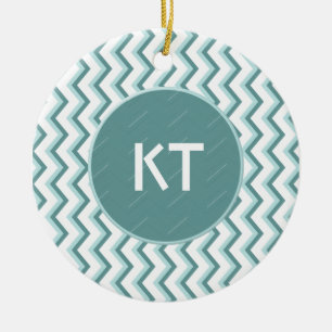 Chevron ZigZag Mönster i Mint Grönt Julgransprydnad Keramik
