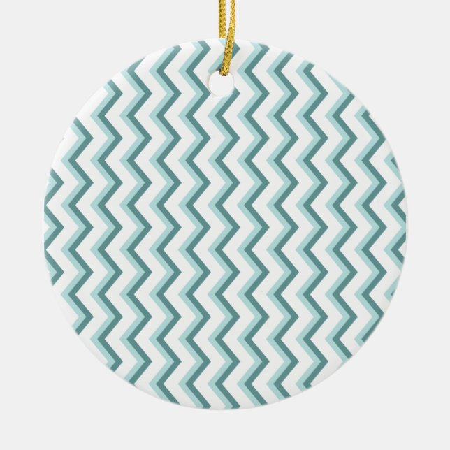 Chevron ZigZag Mönster i Mint Grönt Julgransprydnad Keramik (Framsidan)