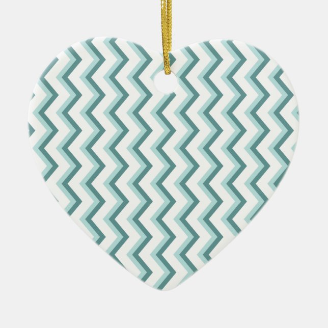 Chevron ZigZag Mönster i Mint Grönt Julgransprydnad Keramik (Framsidan)