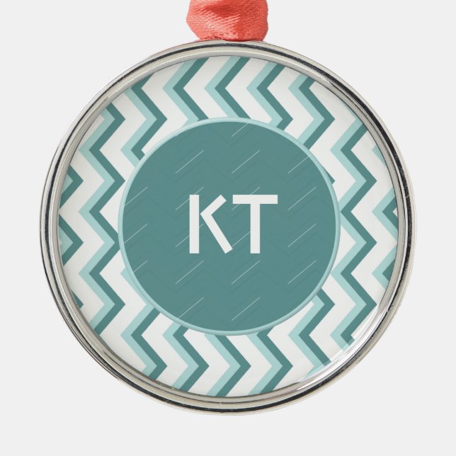 Chevron ZigZag Mönster i Mint Grönt Julgransprydnad Metall (Framsidan)