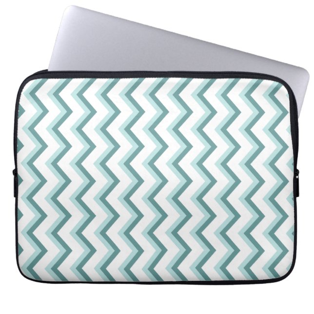 Chevron ZigZag Mönster i Mint Grönt Laptop Sleeve (Framsidan)