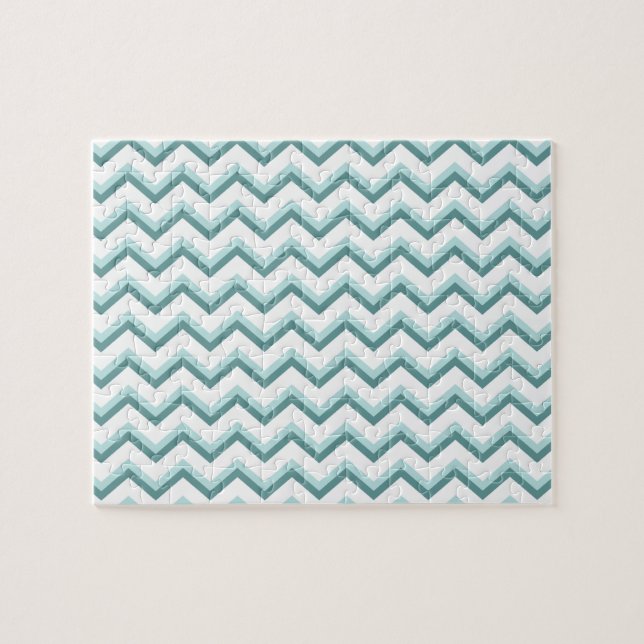 Chevron ZigZag Mönster i Mint Grönt Pussel (Horisontell)