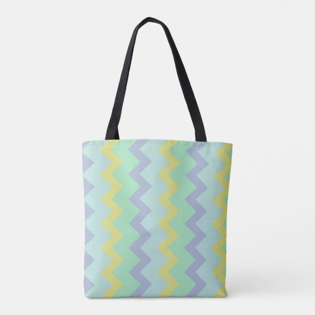 Chevron zigzag mönster in grönt lila and blue tygkasse (Baksida)