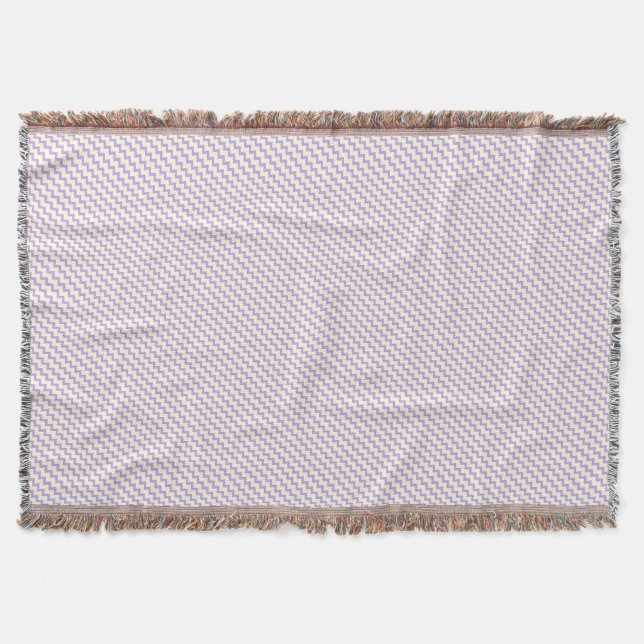 Chevron zigzag mönster lila lilac och kräm mysfilt (Framsidan)