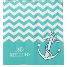 Chevron Zigzag Mönster Nautical Knot Anchor Aqua