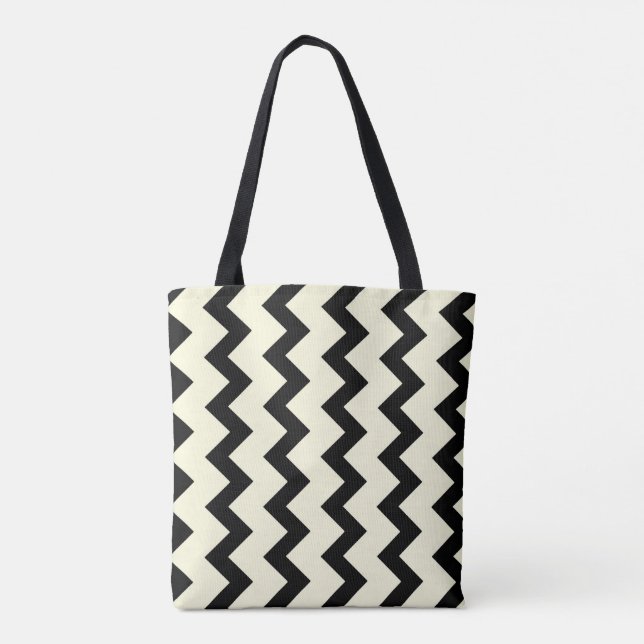 Chevron zigzag mönster svartvand tygkasse (Baksida)