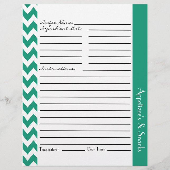 Chevron Zigzag Stripe Recipe Lakan - Teal (Framsida)